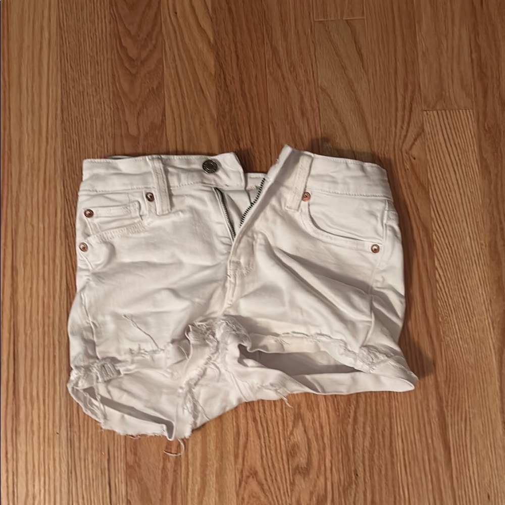 American Eagle Outfitters White Jean Shorts Distressed Casual